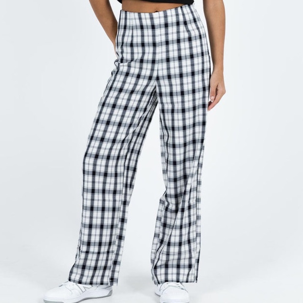 Princess Polly Euros Pants Black White Size 4